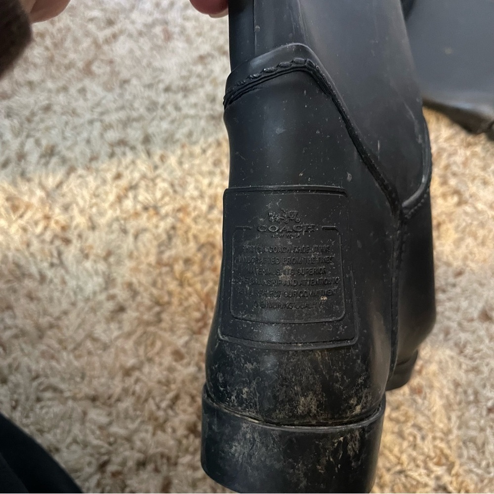 Coach Black Women's Knee-High Rain Boots size 8 flawed - Picture 8 of 9